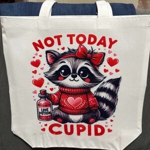 Cute Raccoon Tote Bag with Red Accents